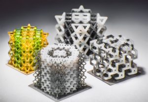 Multi-material micro-lattice polymeric structures fabricated using 3D printing